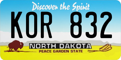 ND license plate KOR832