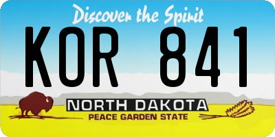ND license plate KOR841