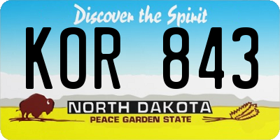 ND license plate KOR843