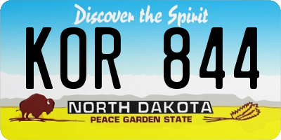 ND license plate KOR844