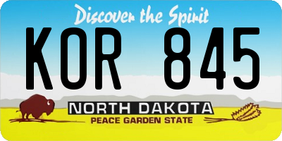 ND license plate KOR845