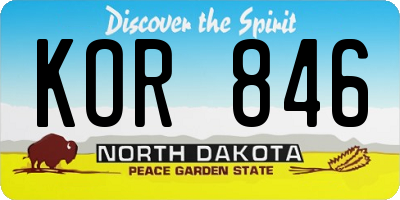 ND license plate KOR846
