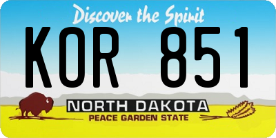 ND license plate KOR851