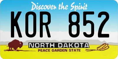 ND license plate KOR852
