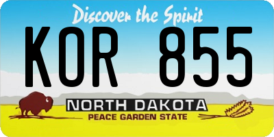 ND license plate KOR855