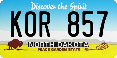 ND license plate KOR857