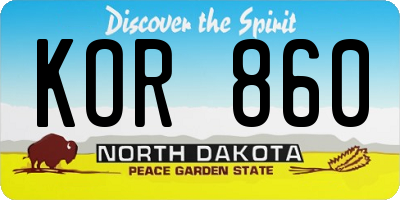 ND license plate KOR860