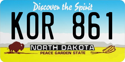 ND license plate KOR861
