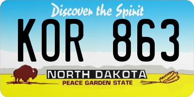 ND license plate KOR863