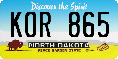 ND license plate KOR865