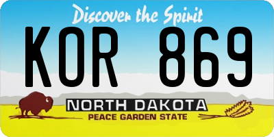 ND license plate KOR869