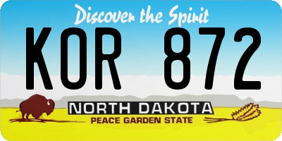 ND license plate KOR872