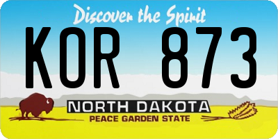 ND license plate KOR873