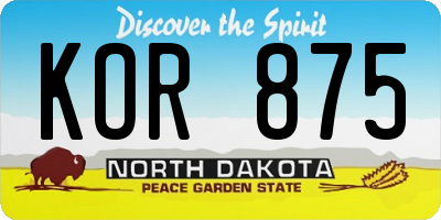ND license plate KOR875