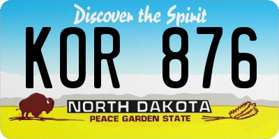 ND license plate KOR876