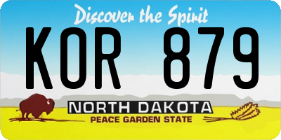 ND license plate KOR879