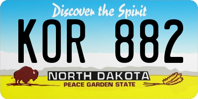 ND license plate KOR882
