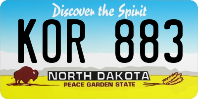 ND license plate KOR883