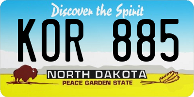 ND license plate KOR885