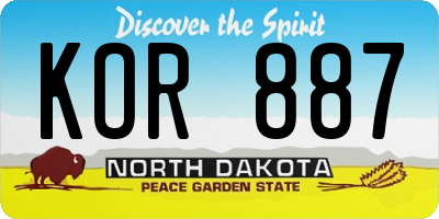 ND license plate KOR887