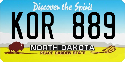 ND license plate KOR889