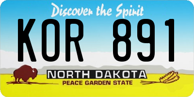 ND license plate KOR891