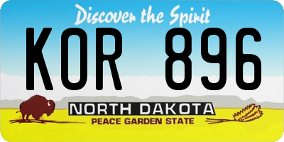 ND license plate KOR896