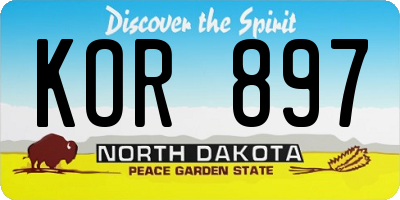 ND license plate KOR897