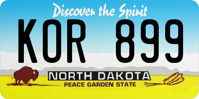 ND license plate KOR899