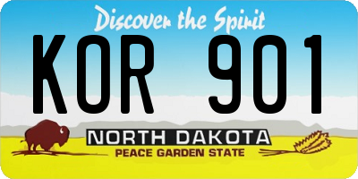 ND license plate KOR901