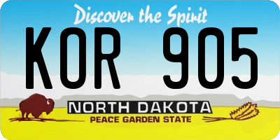 ND license plate KOR905