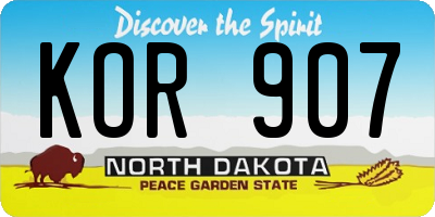 ND license plate KOR907
