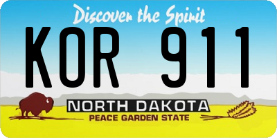 ND license plate KOR911