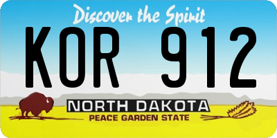 ND license plate KOR912