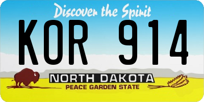 ND license plate KOR914
