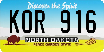 ND license plate KOR916