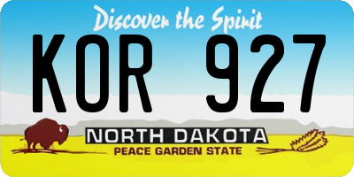 ND license plate KOR927