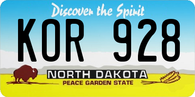ND license plate KOR928