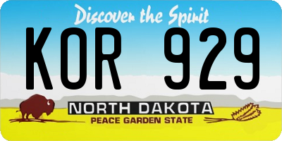 ND license plate KOR929