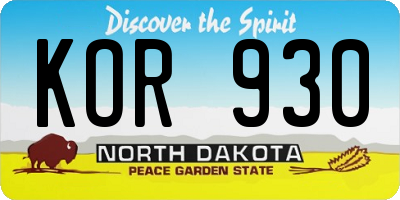 ND license plate KOR930