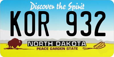 ND license plate KOR932