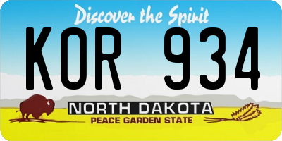 ND license plate KOR934