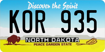 ND license plate KOR935