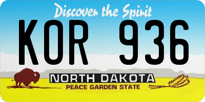 ND license plate KOR936