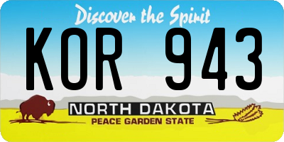 ND license plate KOR943