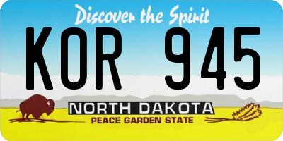 ND license plate KOR945