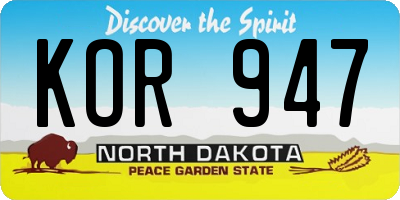 ND license plate KOR947