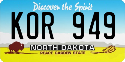 ND license plate KOR949
