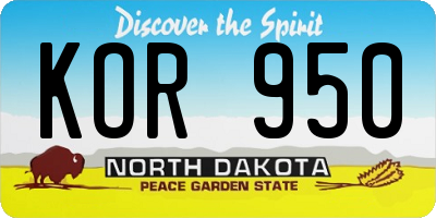 ND license plate KOR950
