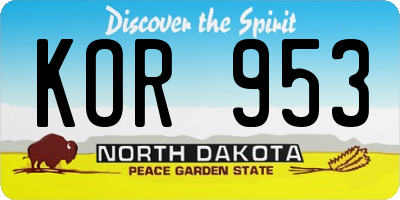 ND license plate KOR953